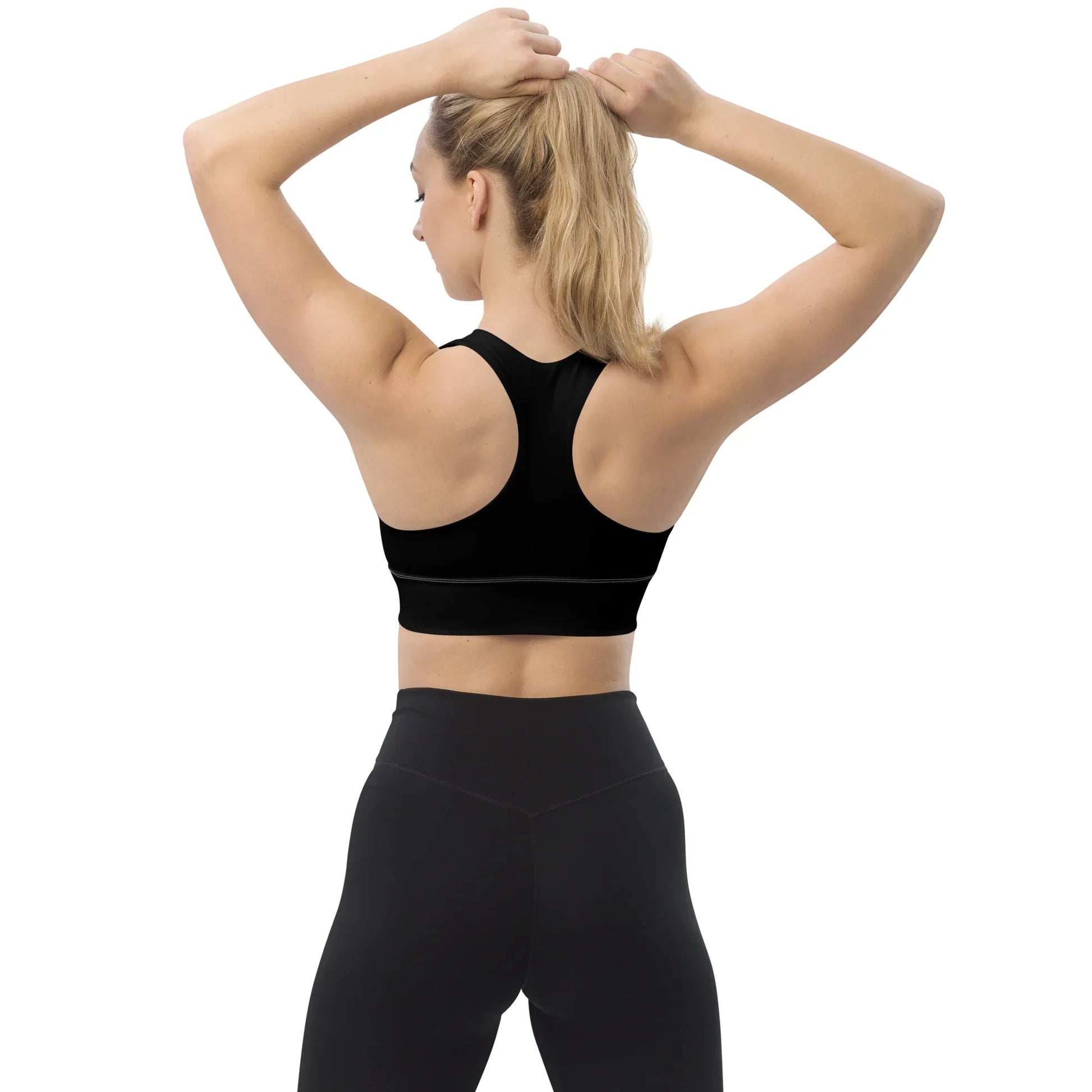 Recycled Longline Sports Bra Black - AwRans Clothing