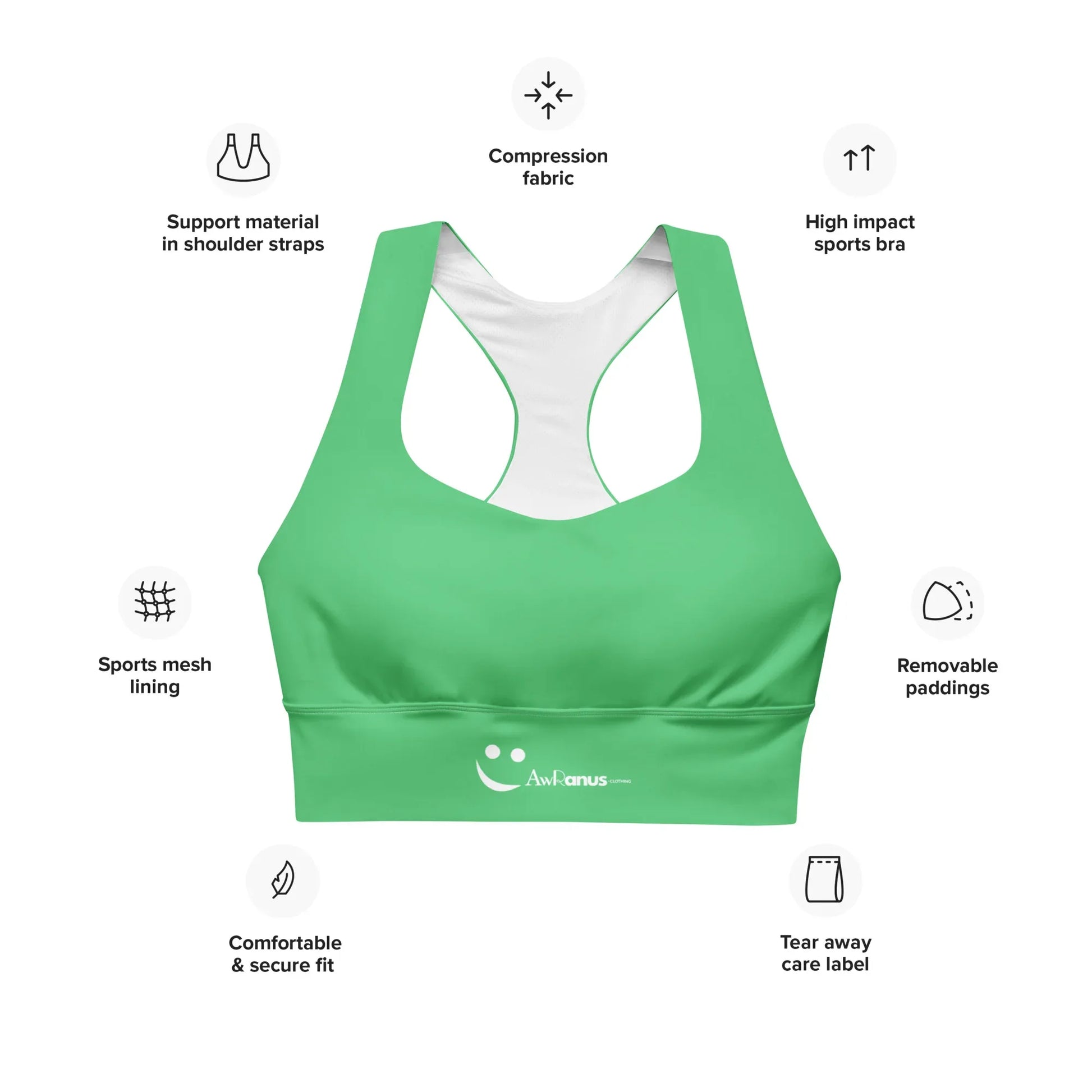 Recycled Longline Sports Bra - AwRans Clothing