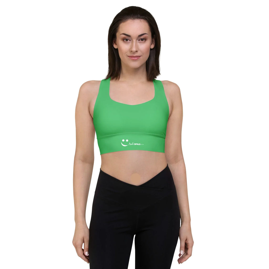 Recycled Longline Sports Bra Sports Bra AwRans Clothing all-over-print-recycled-longline-sports-bra-white-front-67ec172719b93