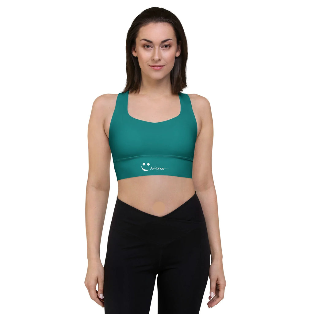 Recycled Longline Sports Bra Sports Bra AwRans Clothing all-over-print-recycled-longline-sports-bra-white-front-67ec19bf5af77