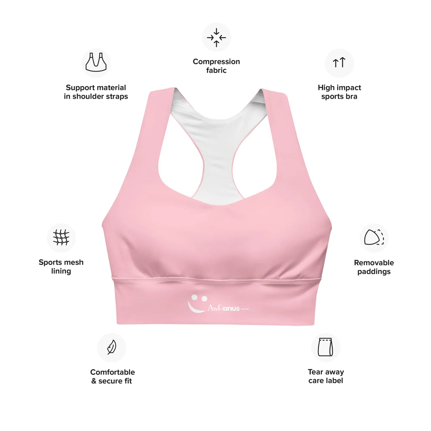 Recycled Longline Sports Bra - AwRans Clothing