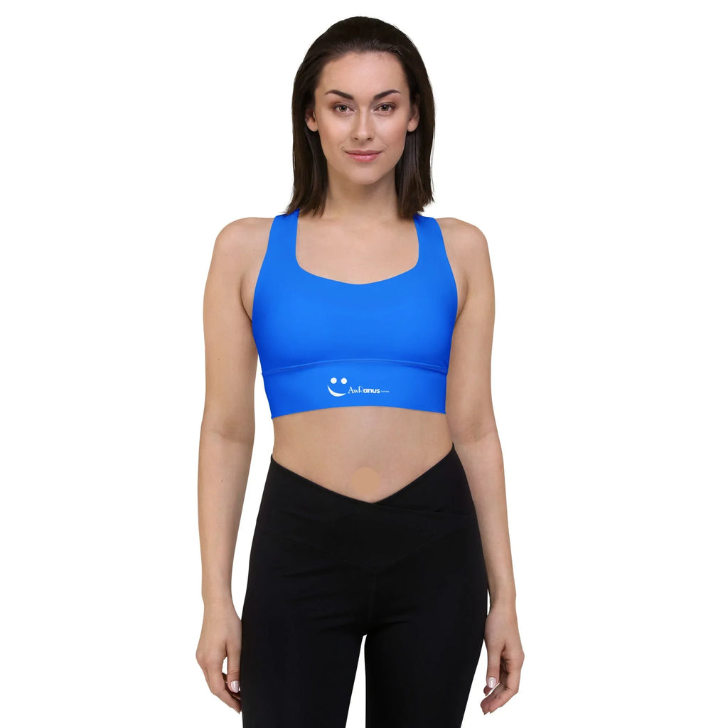 Recycled Longline Sports Bra Sports Bra AwRans Clothing all-over-print-recycled-longline-sports-bra-white-front-67ec1ab2b075d