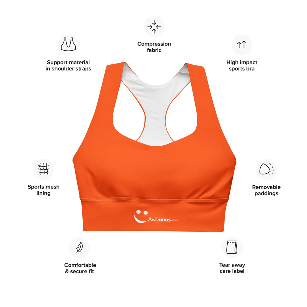 Recycled Longline Sports Bra Sports Bra AwRans Clothing all-over-print-recycled-longline-sports-bra-white-front-67ec1b2d42329