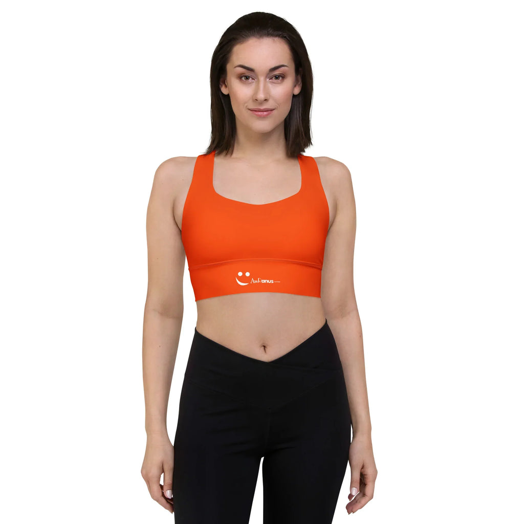 Recycled Longline Sports Bra Sports Bra AwRans Clothing all-over-print-recycled-longline-sports-bra-white-front-67ec1b2d42d70