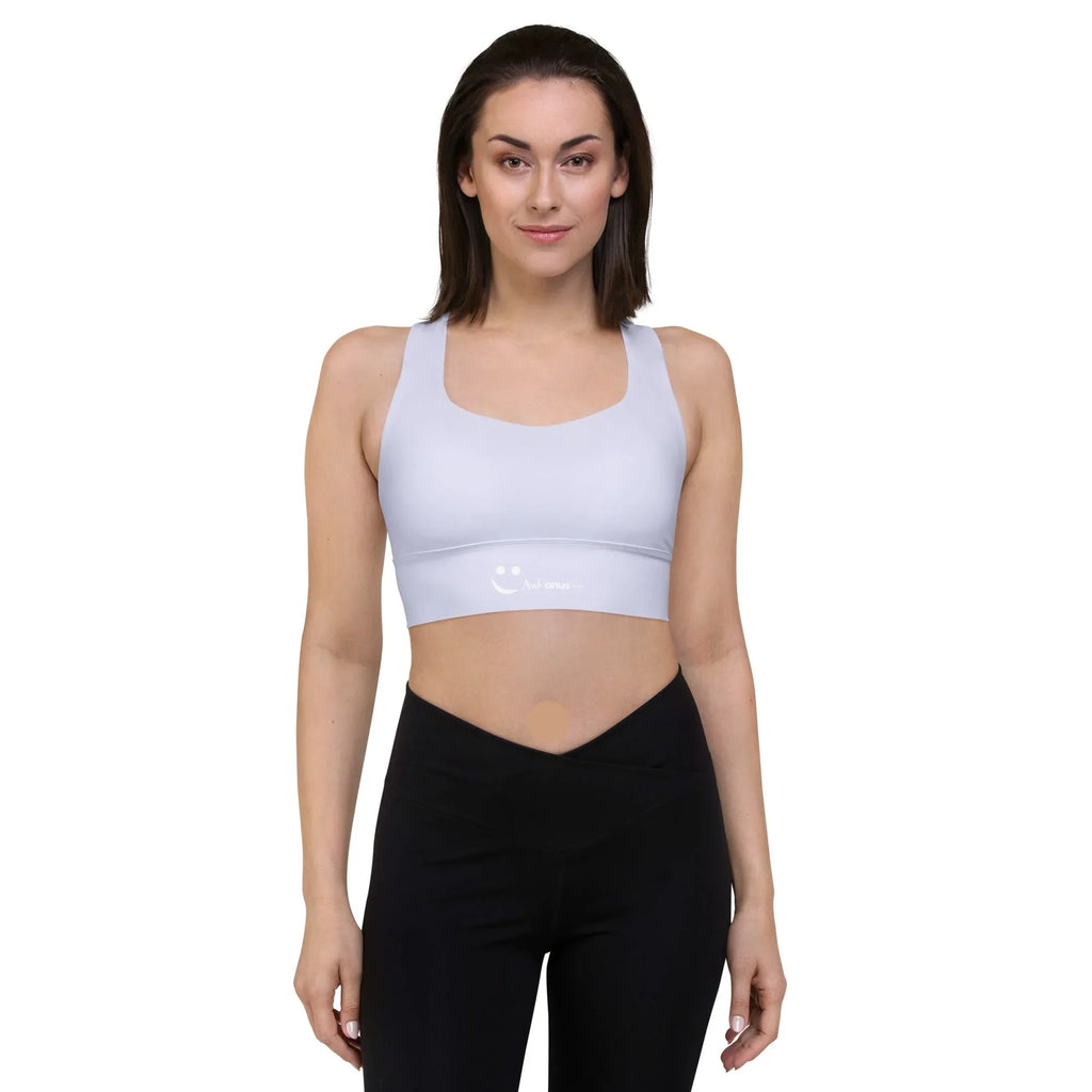 Recycled Longline Sports Bra Sports Bra AwRans Clothing all-over-print-recycled-longline-sports-bra-white-front-67ec1c219822a