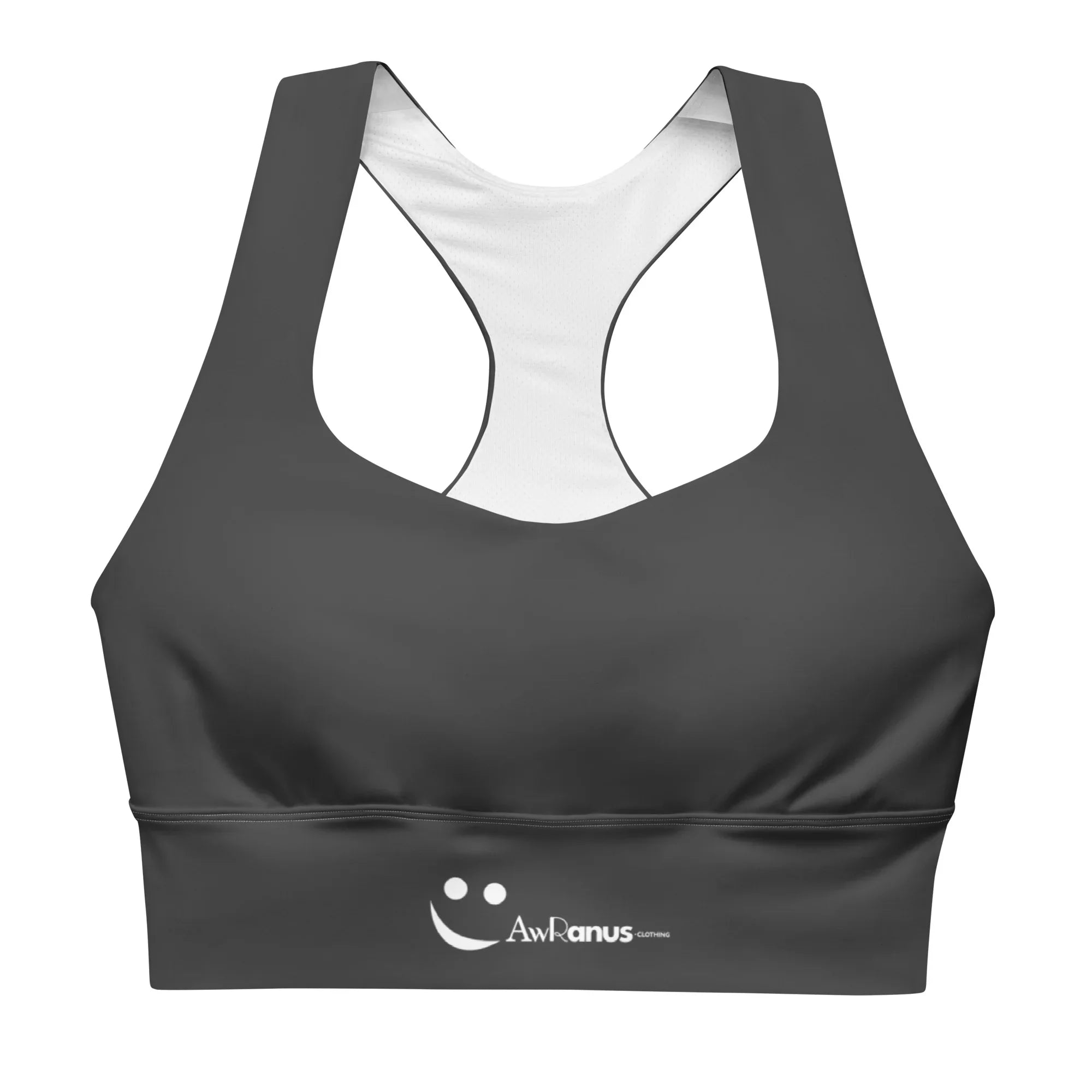Recycled Longline Sports Bra Black-Onyx 3XL Sports Bra AwRans Clothing all-over-print-recycled-longline-sports-bra-white-front-67ec1c9c6ea0f