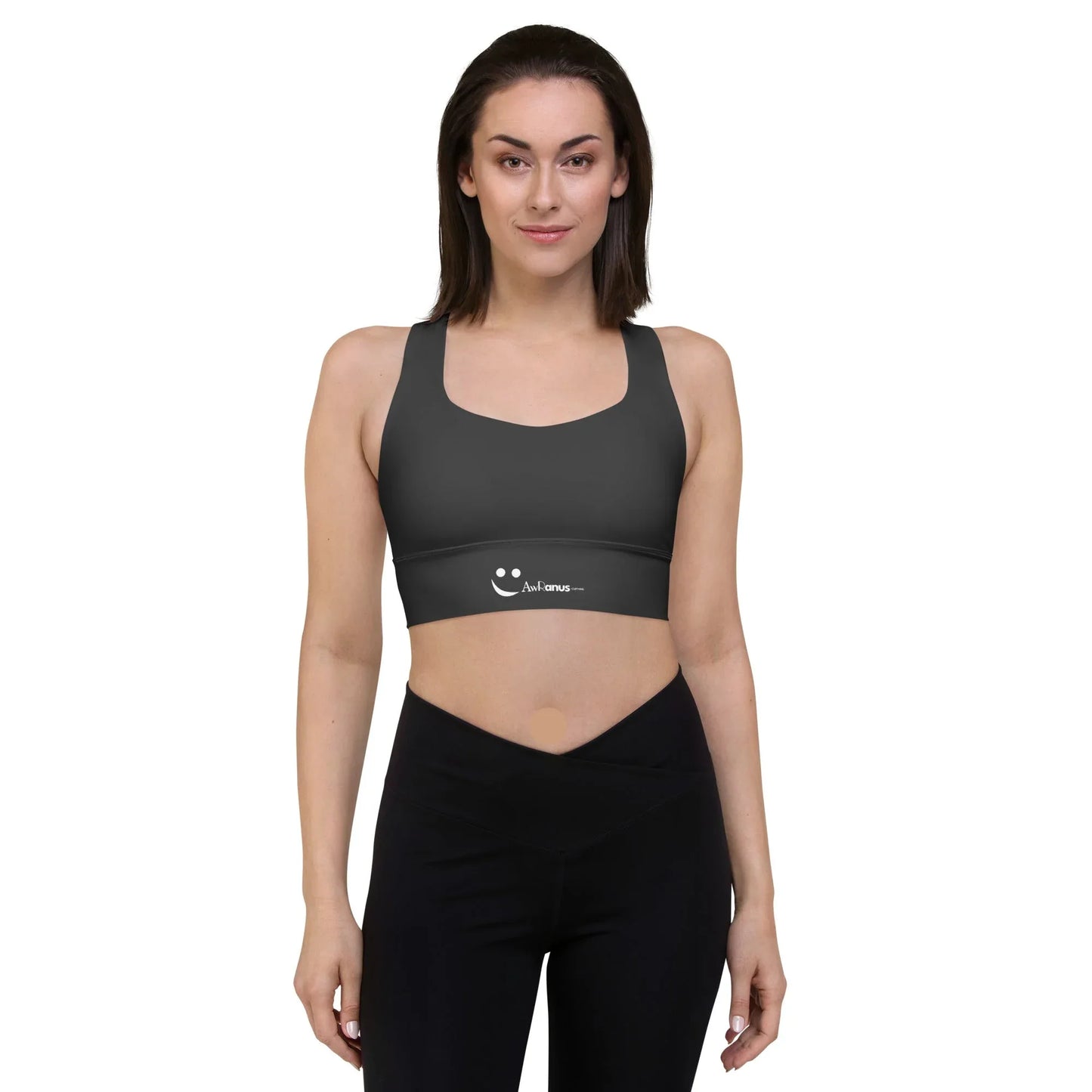Recycled Longline Sports Bra Black-Onyx - AwRans Clothing