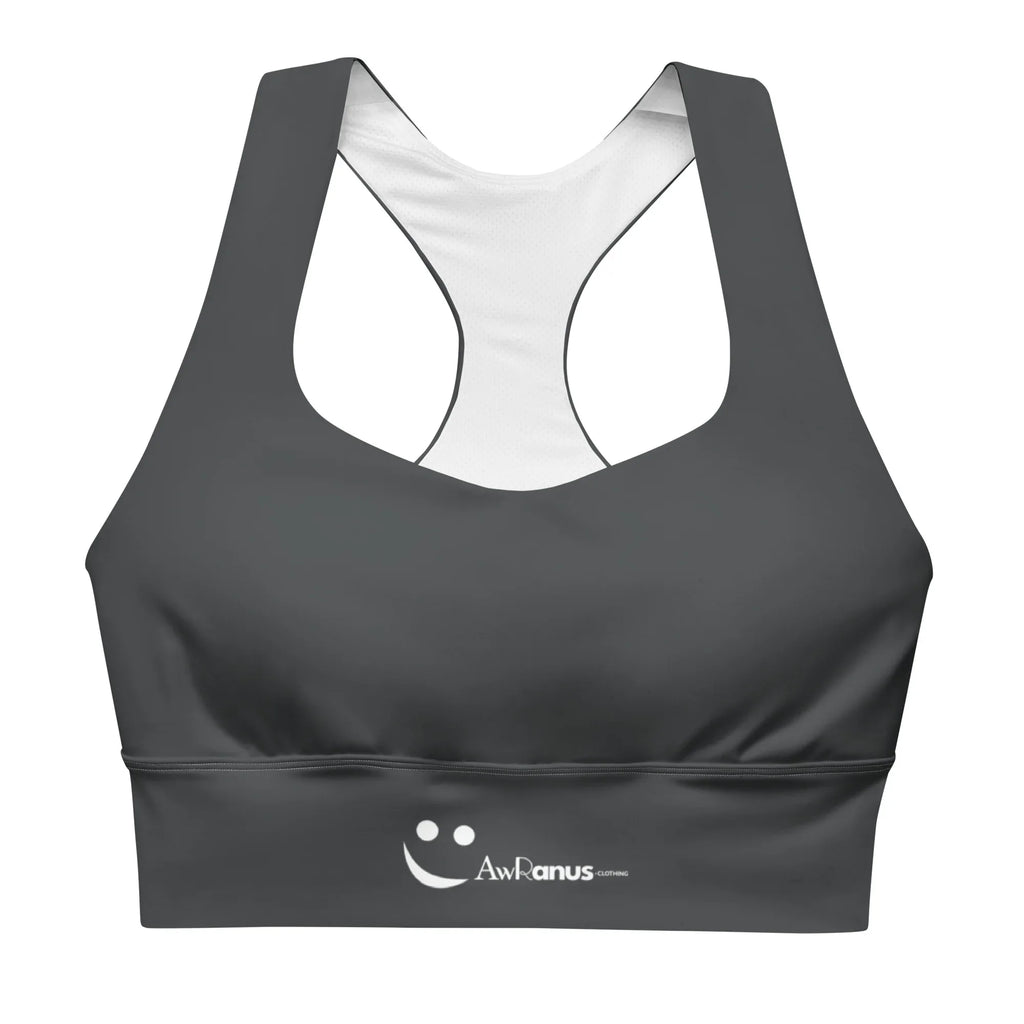 Recycled Longline Sports Bra Charcoal-Gray 3XL Sports Bra AwRans Clothing all-over-print-recycled-longline-sports-bra-white-front-67ec1d178f1a3