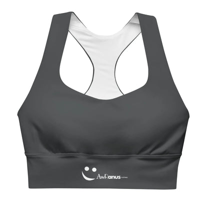 Recycled Longline Sports Bra Charcoal-Gray - AwRans Clothing
