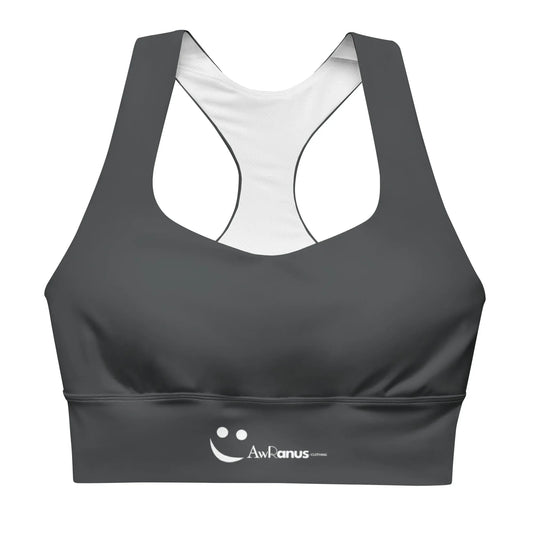 Recycled Longline Sports Bra Charcoal-Gray - AwRans Clothing
