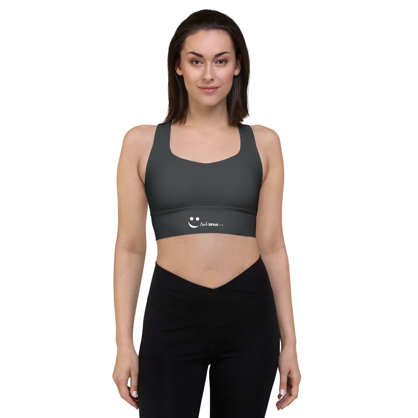 Recycled Longline Sports Bra Charcoal-Gray - AwRans Clothing