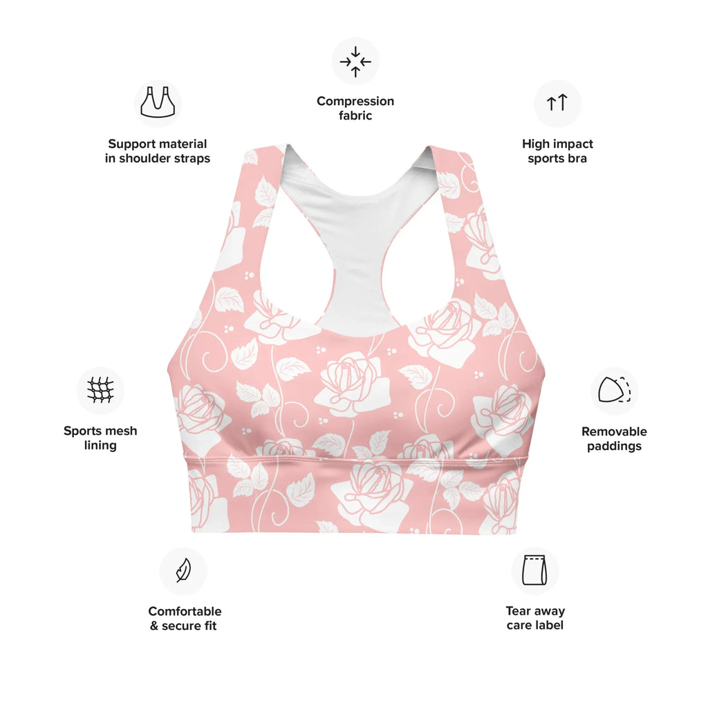 Recycled Longline Sports Bra Sports Bra AwRans Clothing all-over-print-recycled-longline-sports-bra-white-front-67ec49705b454