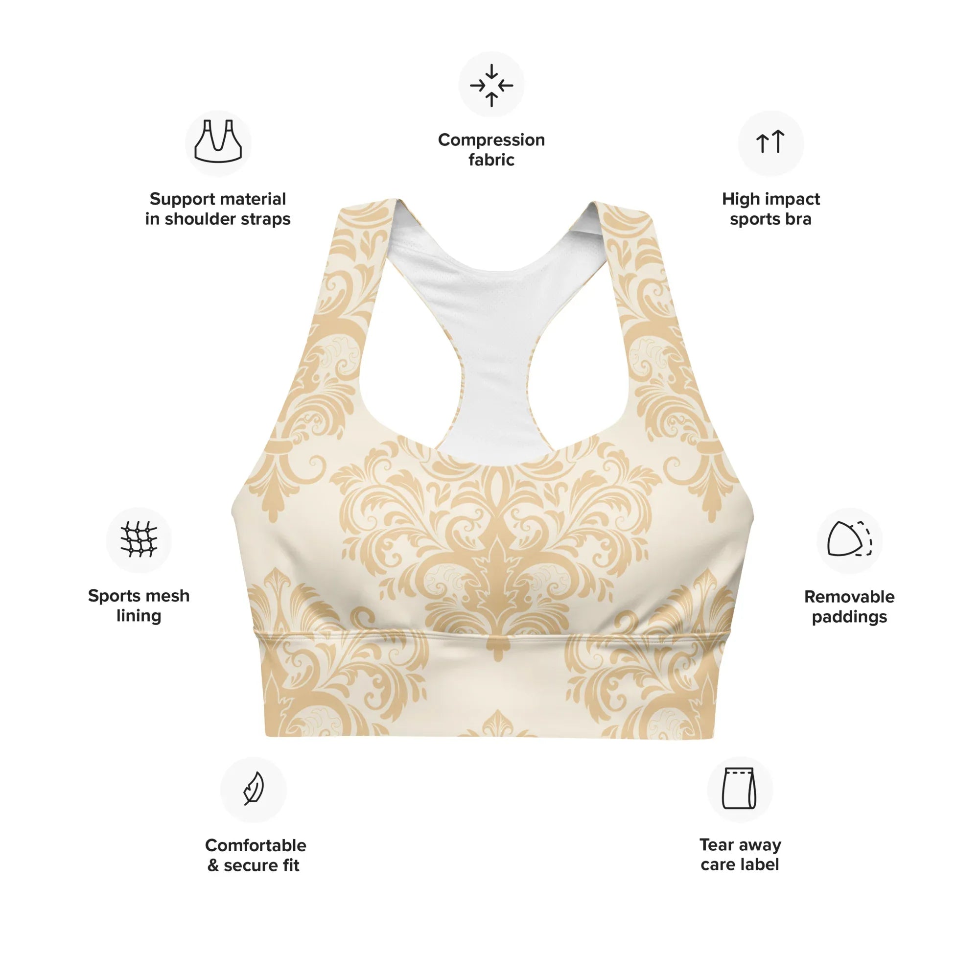 Recycled Longline Sports Bra Sports Bra AwRans Clothing all-over-print-recycled-longline-sports-bra-white-front-67ec4cf2d4efe