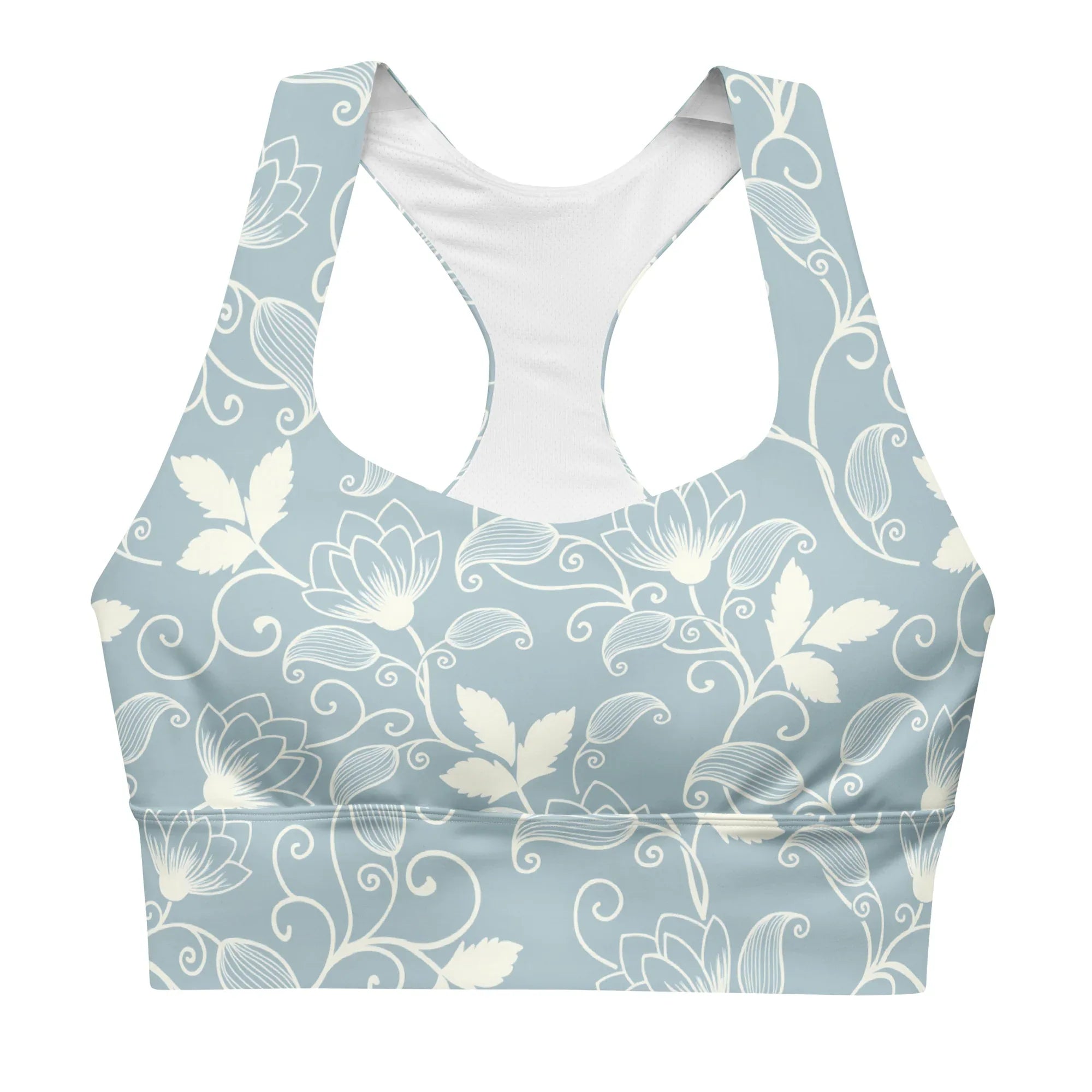 Recycled Longline Sports Bra 3XL Sports Bra AwRans Clothing all-over-print-recycled-longline-sports-bra-white-front-67ec4d6e3f9ff