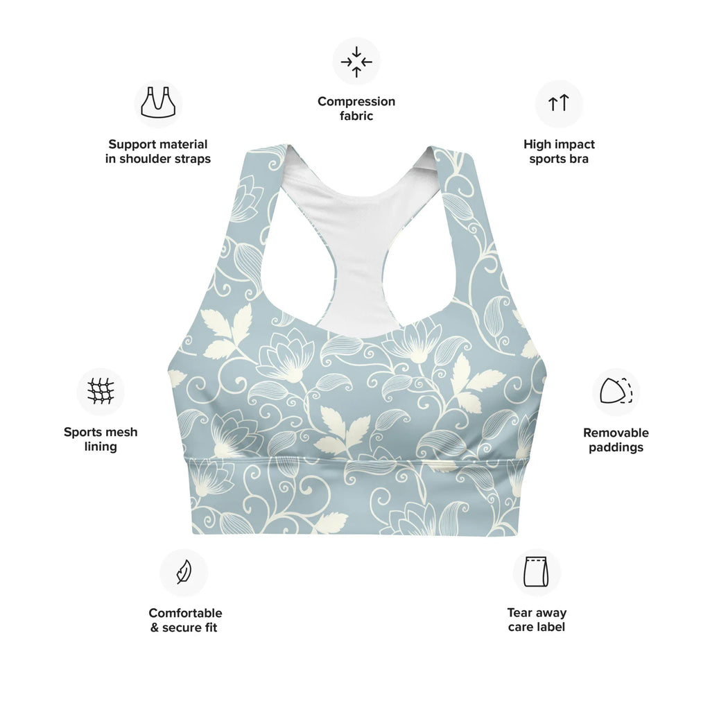 Recycled Longline Sports Bra Sports Bra AwRans Clothing all-over-print-recycled-longline-sports-bra-white-front-67ec4d6e40e1a