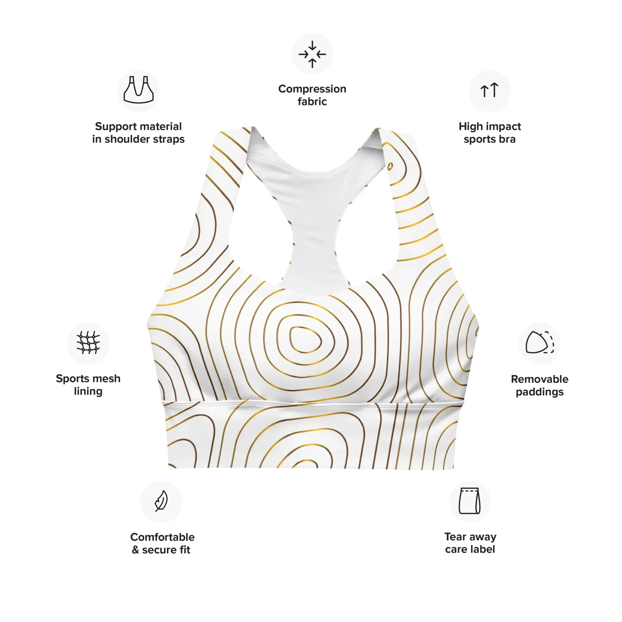 Recycled Longline Sports Bra Sports Bra AwRans Clothing all-over-print-recycled-longline-sports-bra-white-front-67ec4df1b33e4
