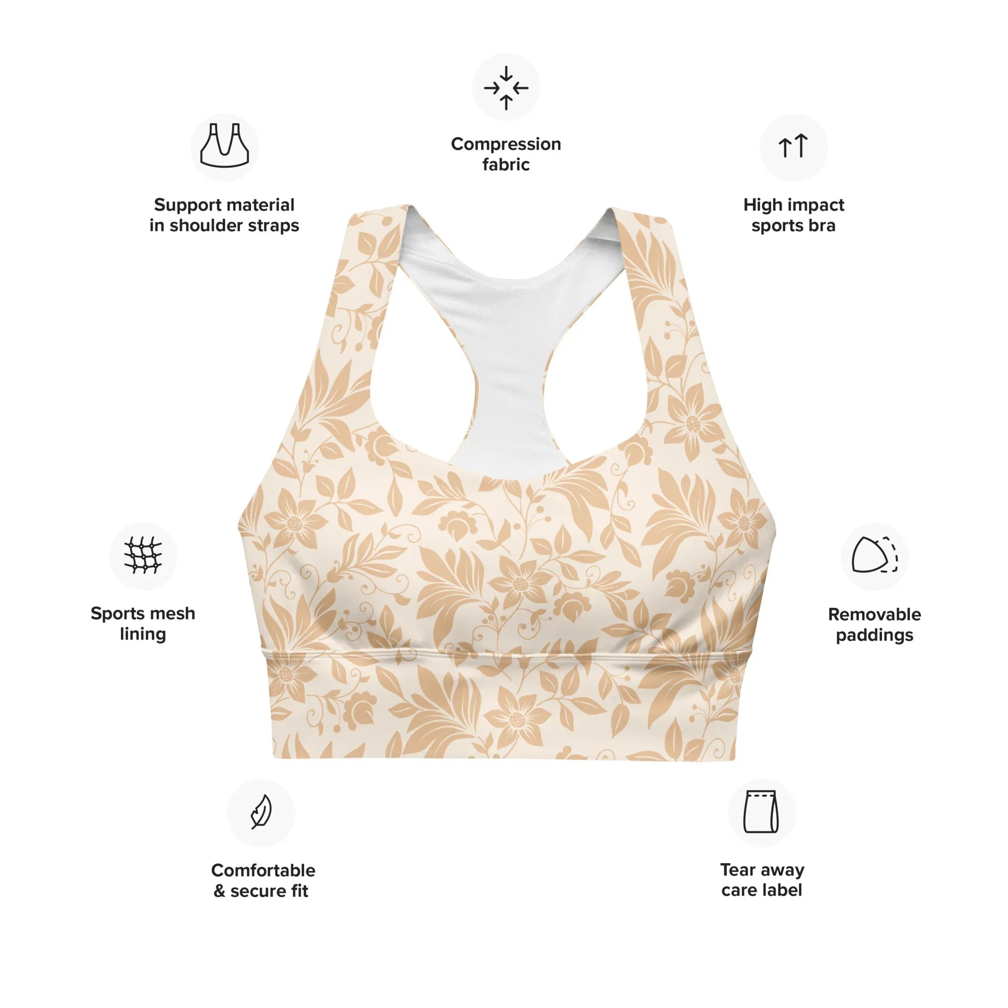 Recycled Longline Sports Bra Sports Bra AwRans Clothing all-over-print-recycled-longline-sports-bra-white-front-67ec58b89a056