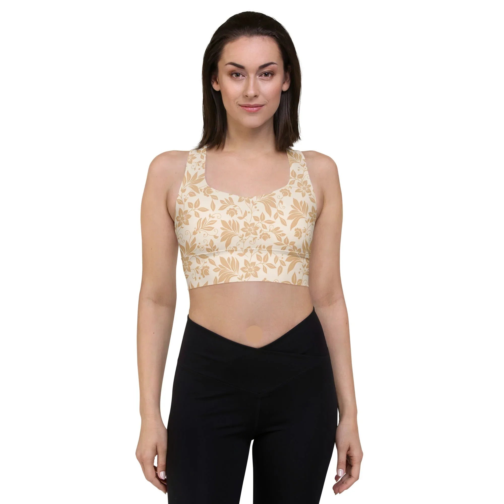 Recycled Longline Sports Bra Sports Bra AwRans Clothing all-over-print-recycled-longline-sports-bra-white-front-67ec58b89a584