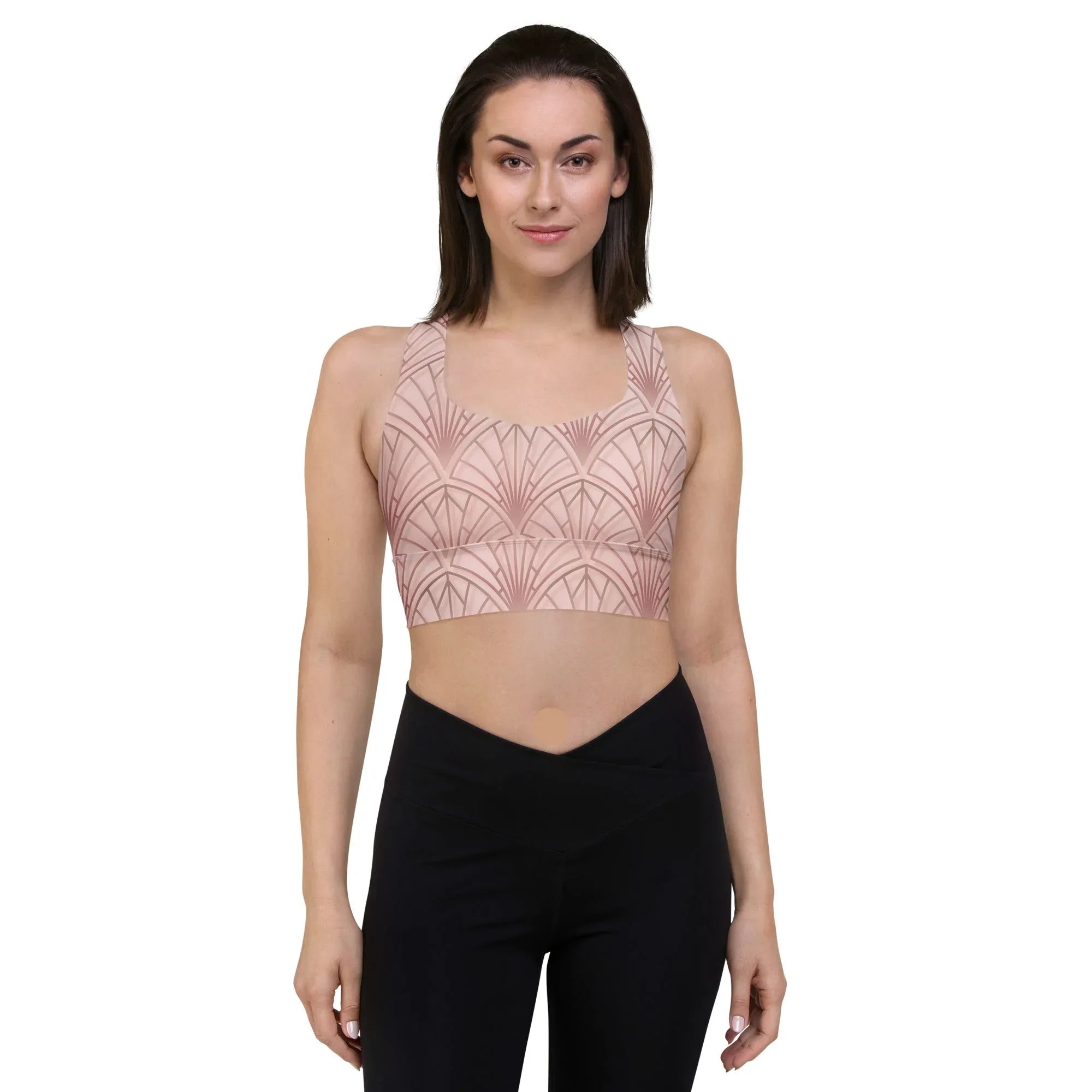 Recycled Longline Sports Bra Sports Bra AwRans Clothing all-over-print-recycled-longline-sports-bra-white-front-67ec59352d85a