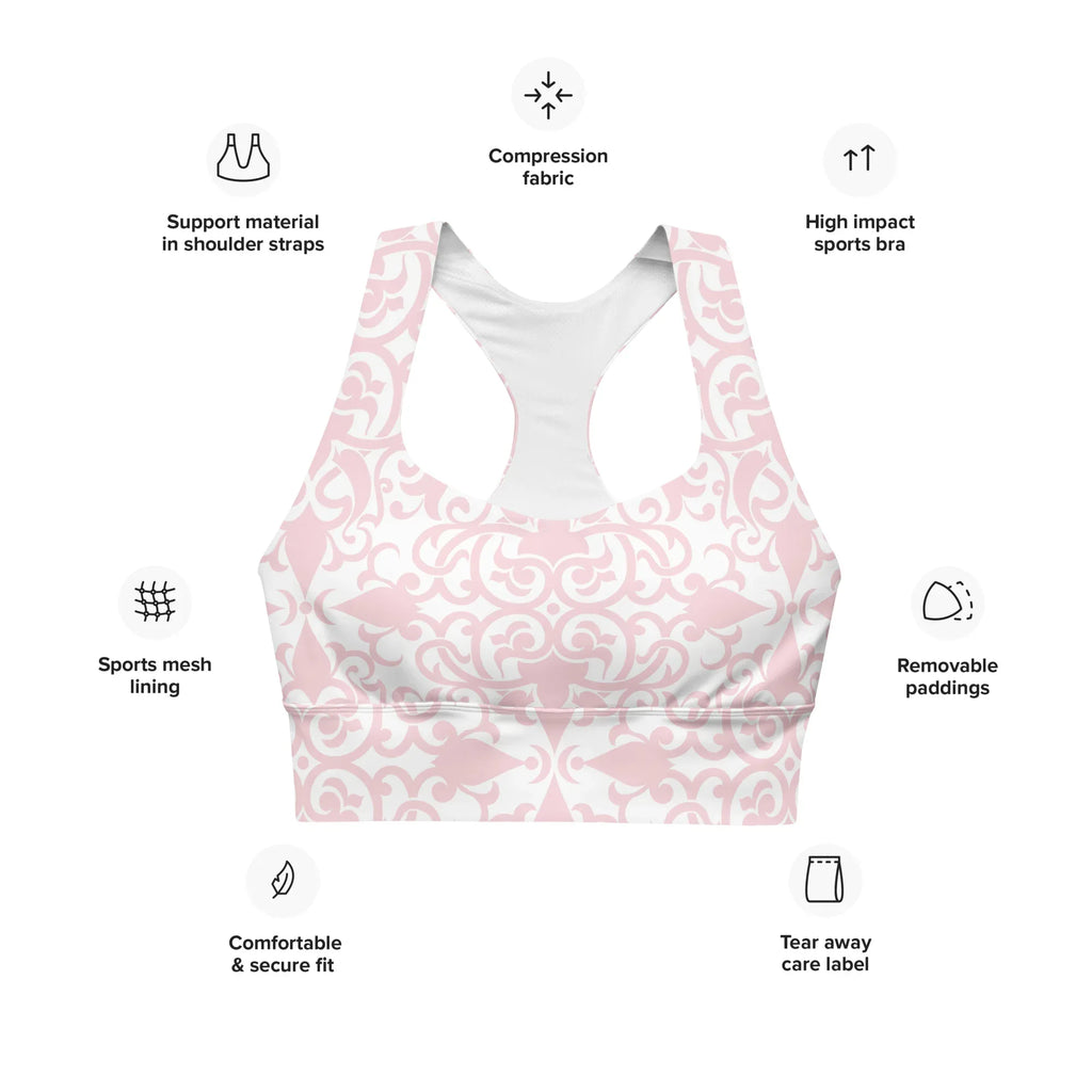 Recycled Longline Sports Bra Sports Bra AwRans Clothing all-over-print-recycled-longline-sports-bra-white-front-67ec59abb6f2e