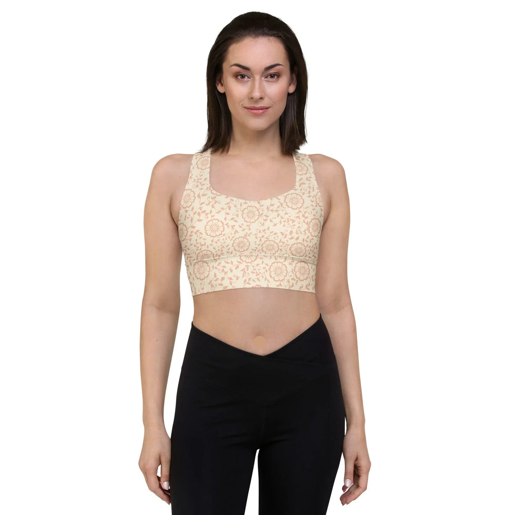 Recycled Longline Sports Bra Sports Bra AwRans Clothing all-over-print-recycled-longline-sports-bra-white-front-67ec5a26c9e0b