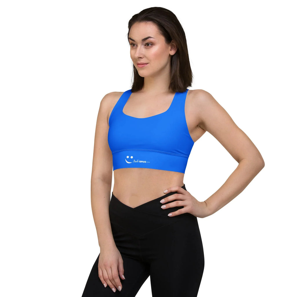 Recycled Longline Sports Bra Sports Bra AwRans Clothing all-over-print-recycled-longline-sports-bra-white-left-front-67ec1ab2b0688
