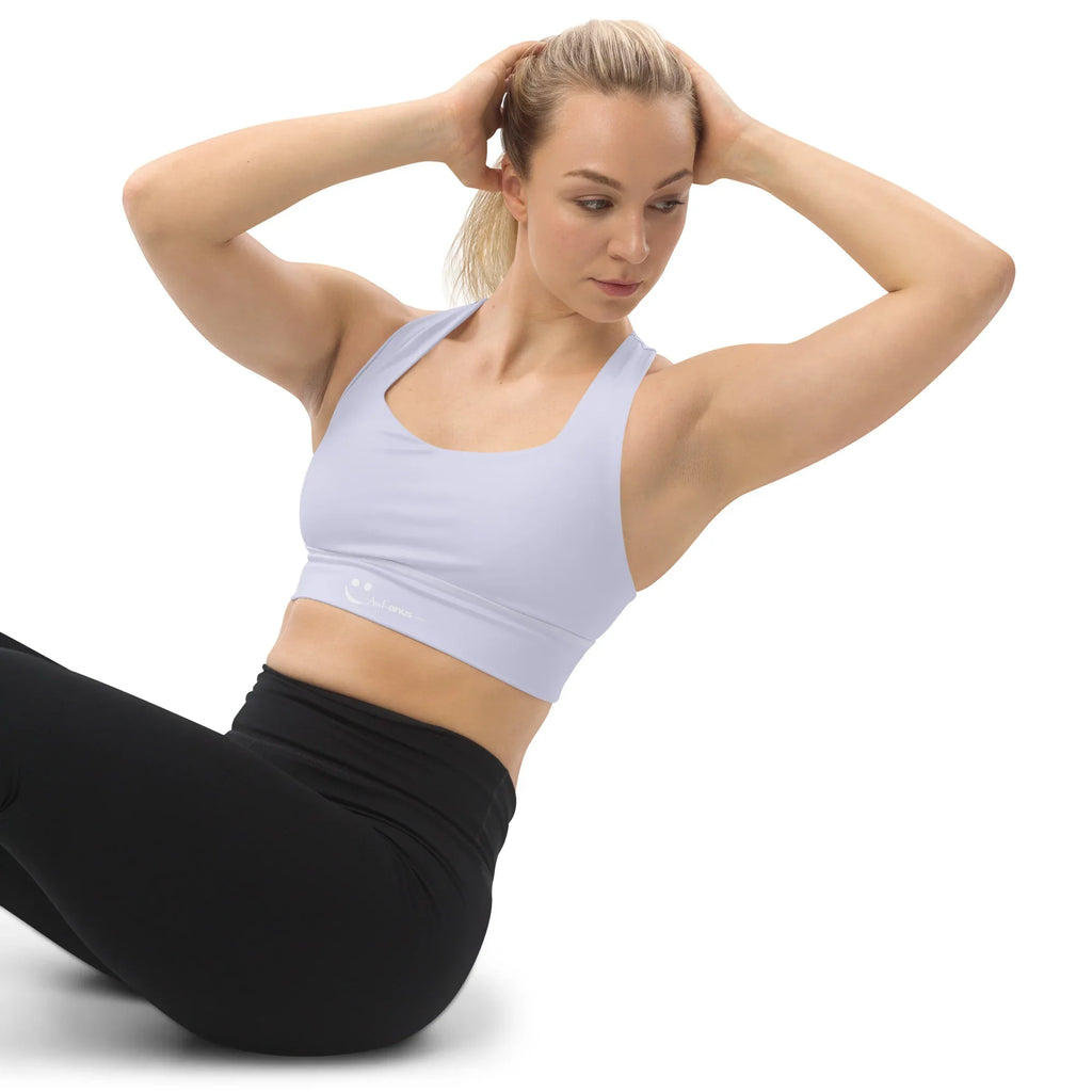 Recycled Longline Sports Bra Sports Bra AwRans Clothing all-over-print-recycled-longline-sports-bra-white-left-front-67ec1c21979f7