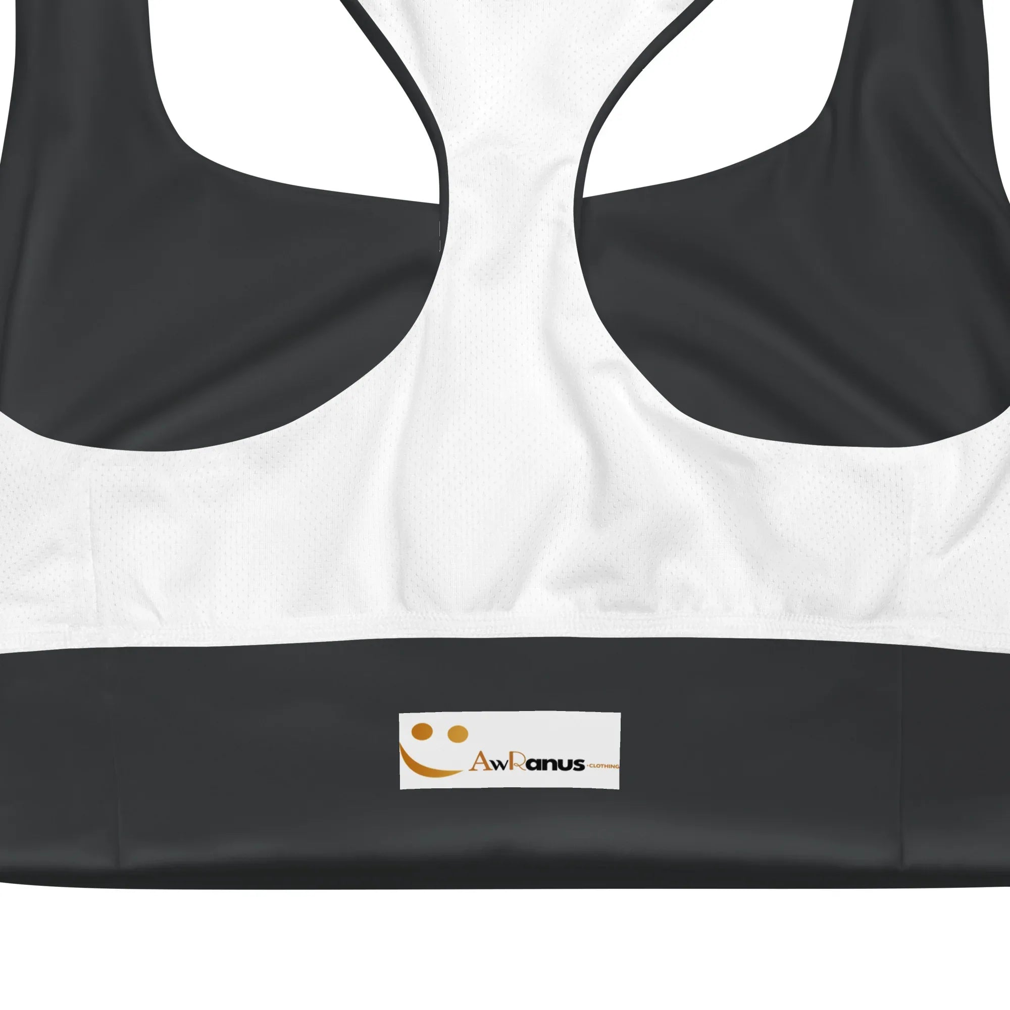 Recycled Longline Sports Bra Charcoal-Gray Sports Bra AwRans Clothing all-over-print-recycled-longline-sports-bra-white-product-details-67ec1d178ff60