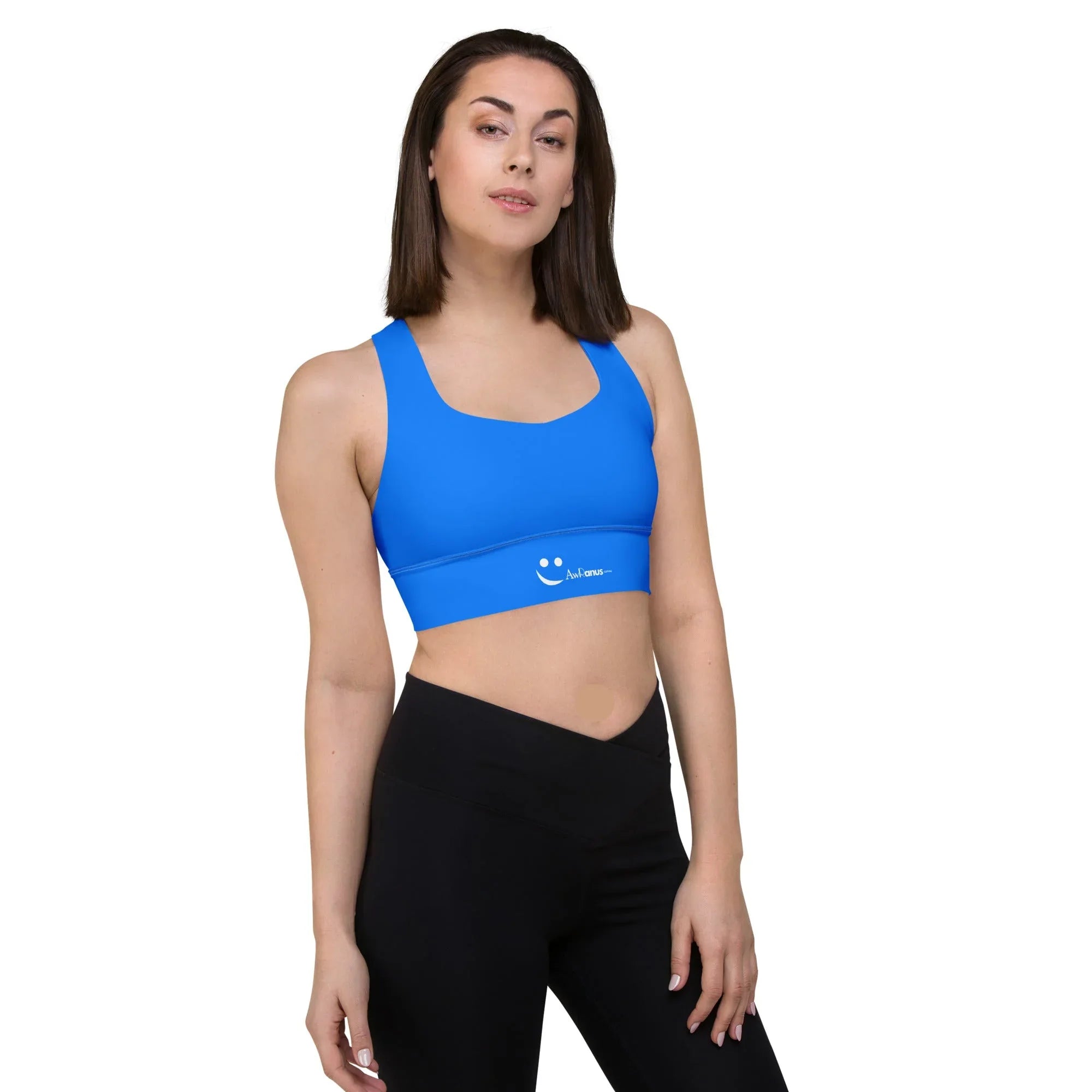Recycled Longline Sports Bra Sports Bra AwRans Clothing all-over-print-recycled-longline-sports-bra-white-right-front-67ec1ab2b0568