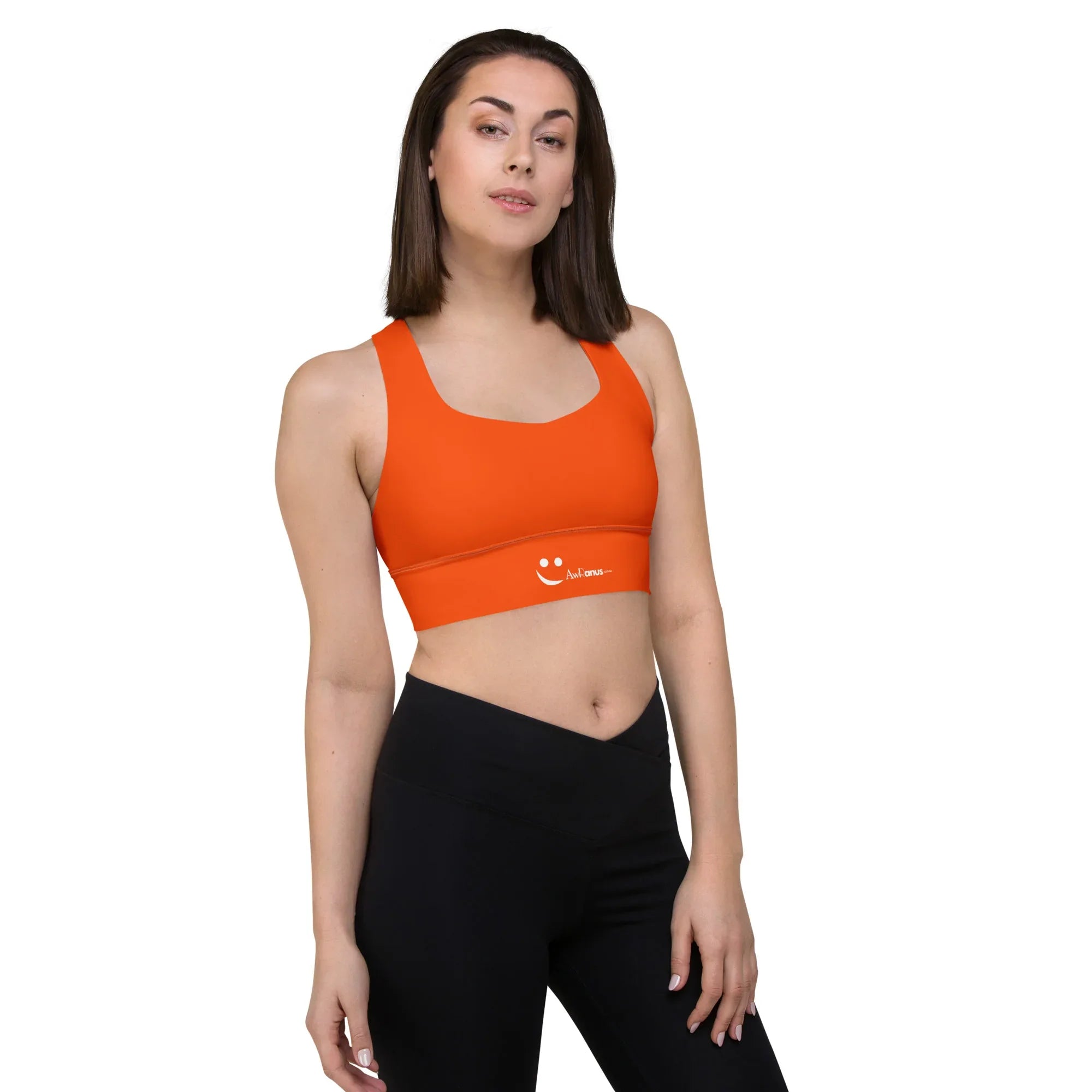 Recycled Longline Sports Bra Sports Bra AwRans Clothing all-over-print-recycled-longline-sports-bra-white-right-front-67ec1b2d42b3b