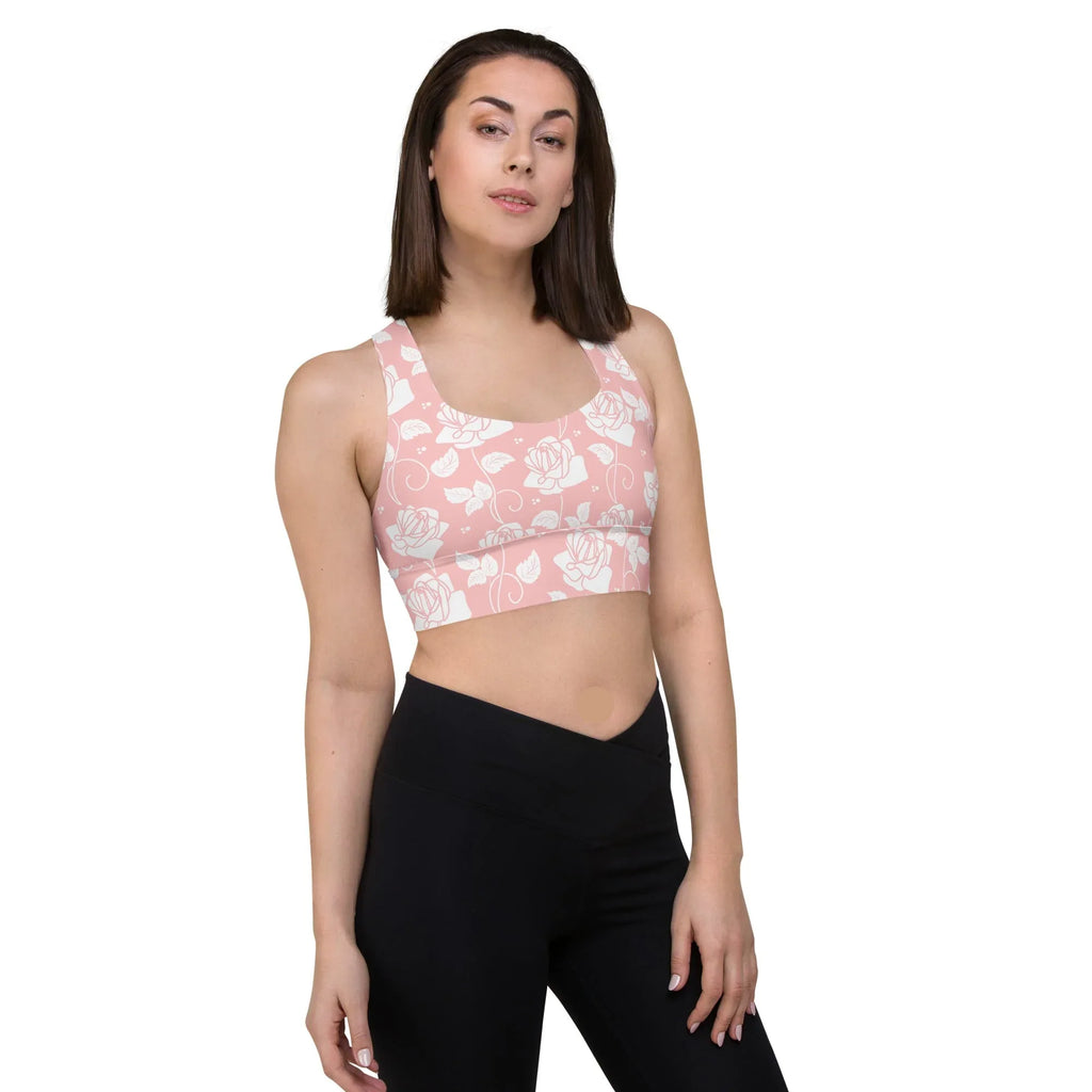 Recycled Longline Sports Bra Sports Bra AwRans Clothing all-over-print-recycled-longline-sports-bra-white-right-front-67ec49705bc14