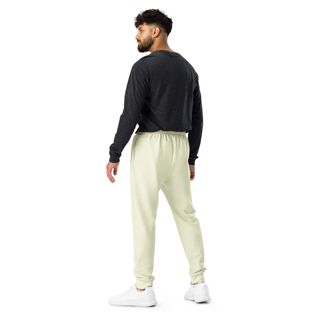 Men's Joggers Beige joggers AwRans Clothing all-over-print-recycled-mens-joggers-white-back-6790baebac9a9