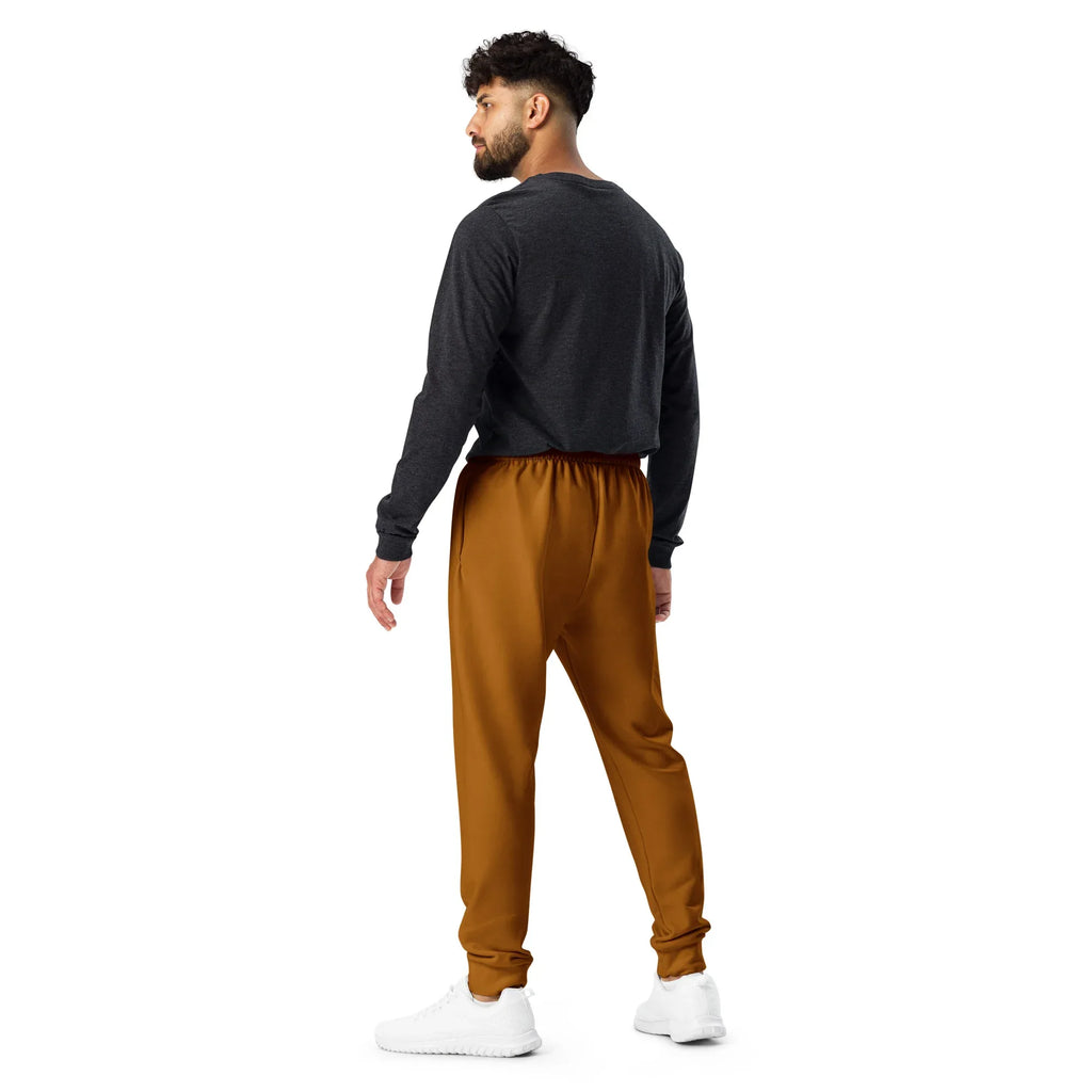 Men's Joggers Brown-Orange joggers AwRans Clothing all-over-print-recycled-mens-joggers-white-back-6790c35c56c70