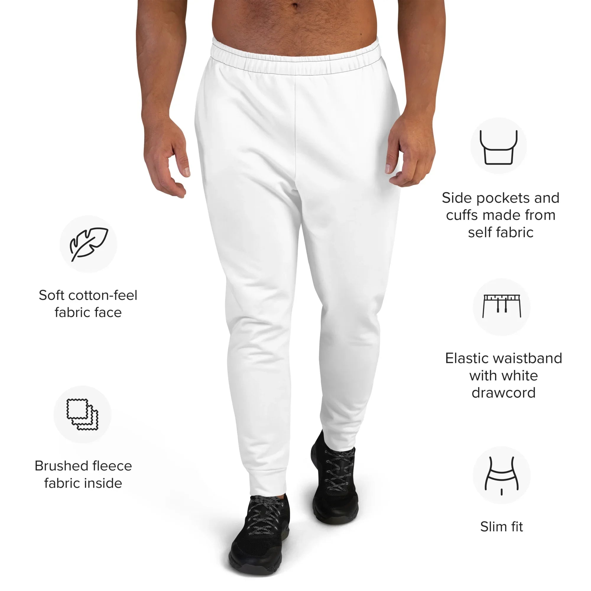Men's Joggers White joggers AwRans Clothing all-over-print-recycled-mens-joggers-white-front-6790bb13730af