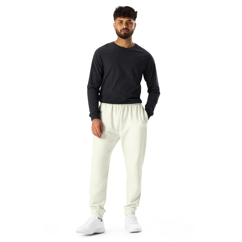 Men's Joggers Ivory joggers AwRans Clothing all-over-print-recycled-mens-joggers-white-front-6790c2fa5147c