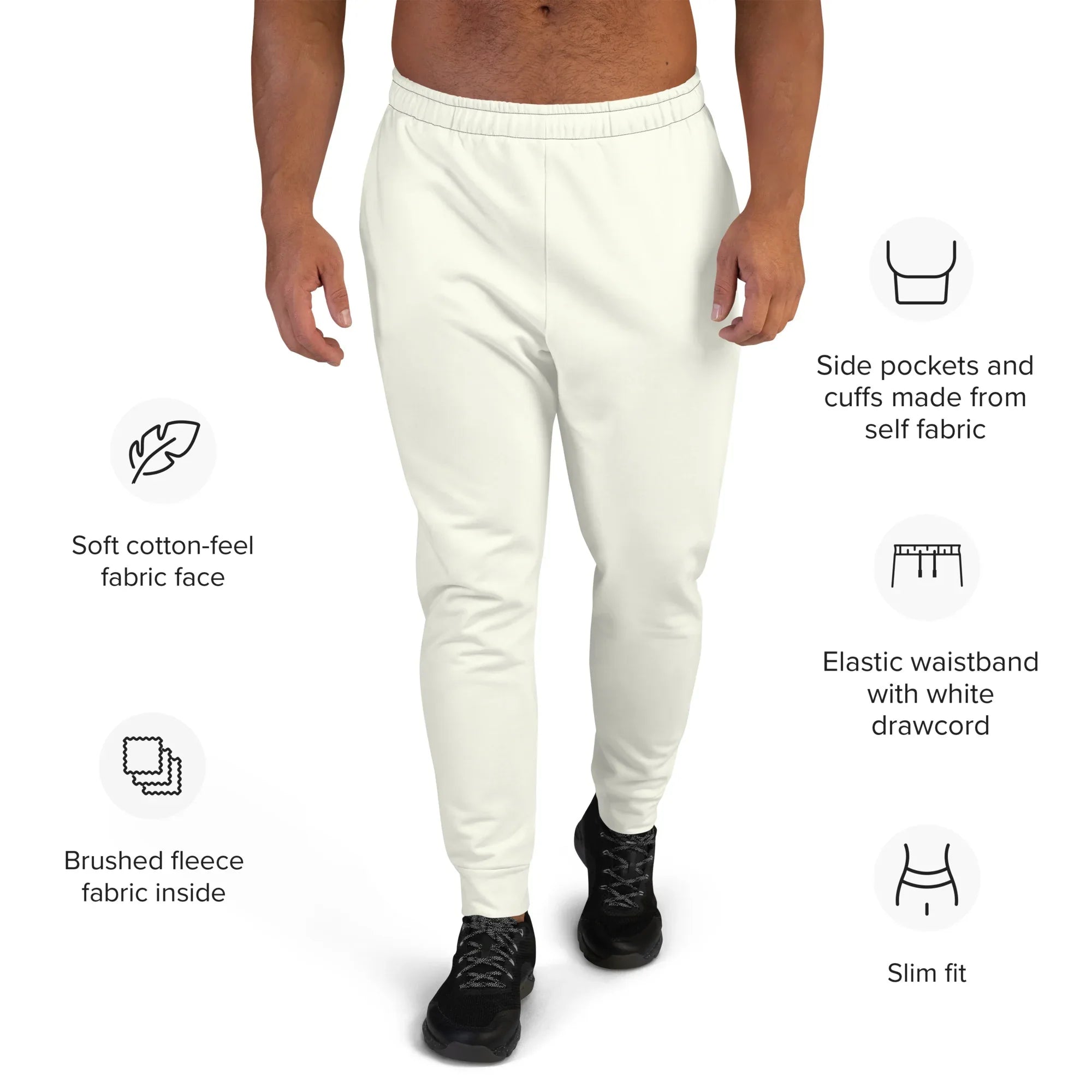 Men's Joggers Ivory joggers AwRans Clothing all-over-print-recycled-mens-joggers-white-front-6790c2fa51833