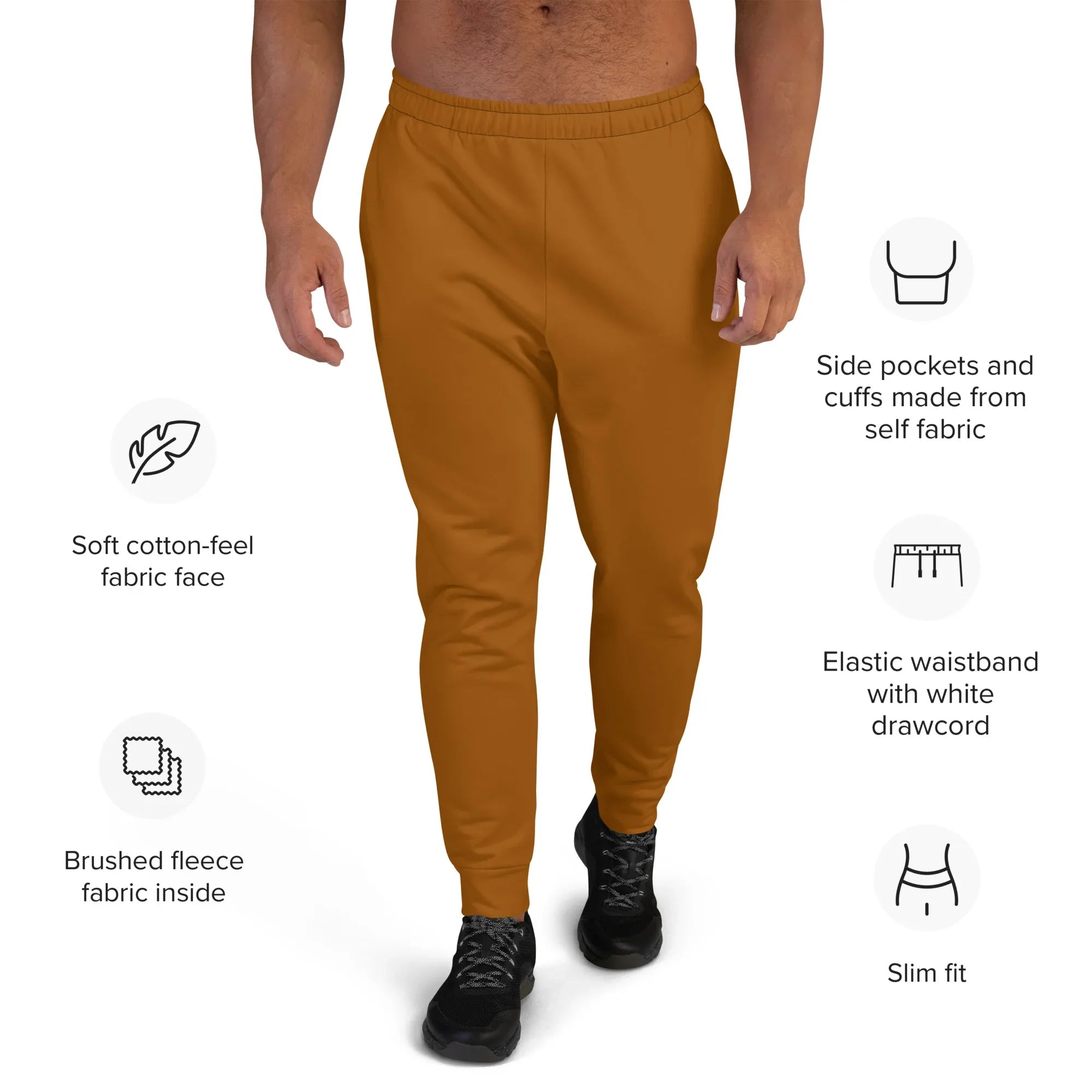 Men's Joggers Brown-Orange joggers AwRans Clothing all-over-print-recycled-mens-joggers-white-front-6790c35c570f8