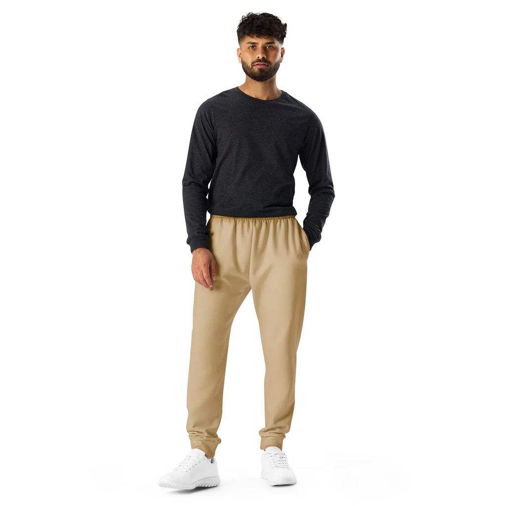 Men's Joggers Tan joggers AwRans Clothing all-over-print-recycled-mens-joggers-white-front-6790c3dc400c8