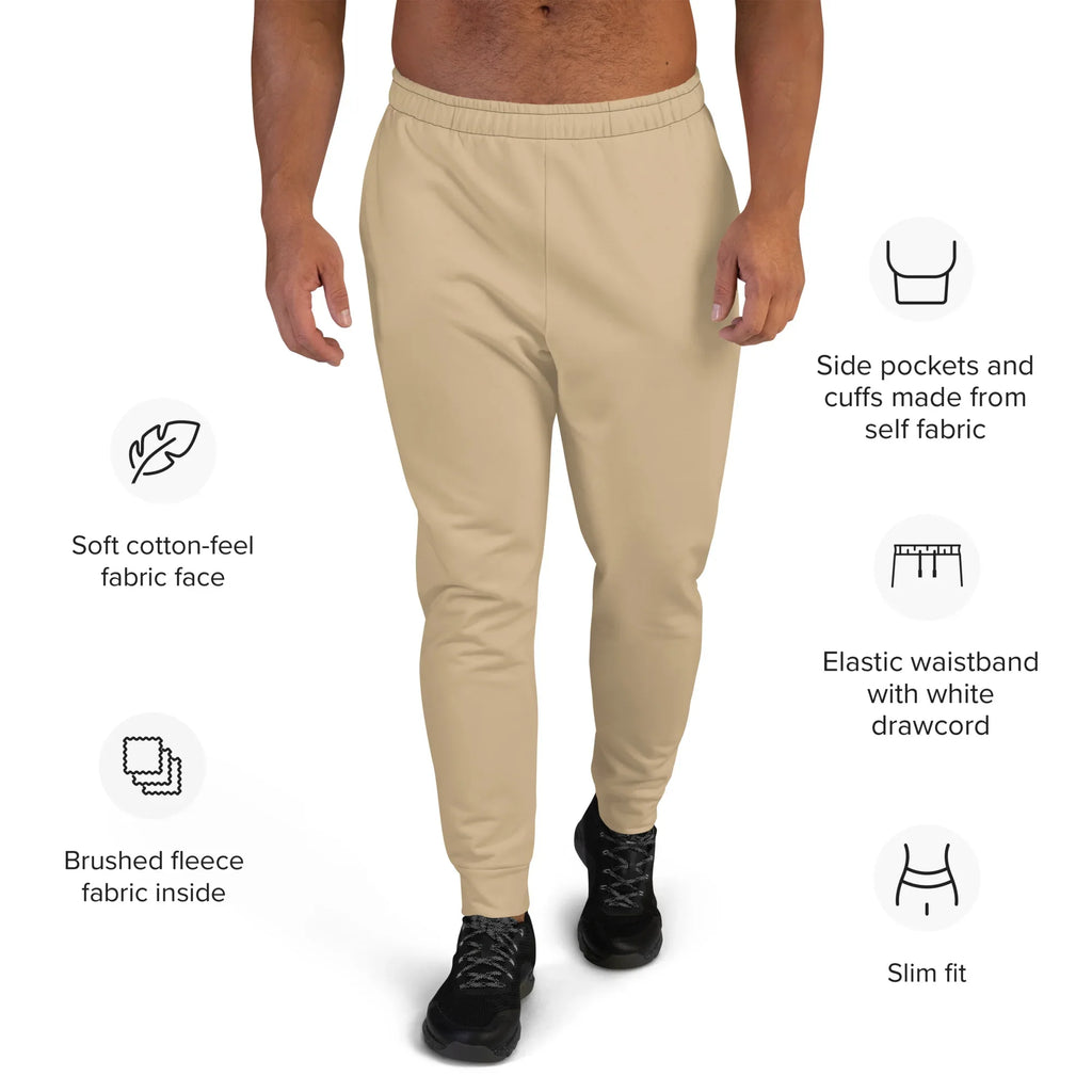 Men's Joggers Tan joggers AwRans Clothing all-over-print-recycled-mens-joggers-white-front-6790c3dc40387