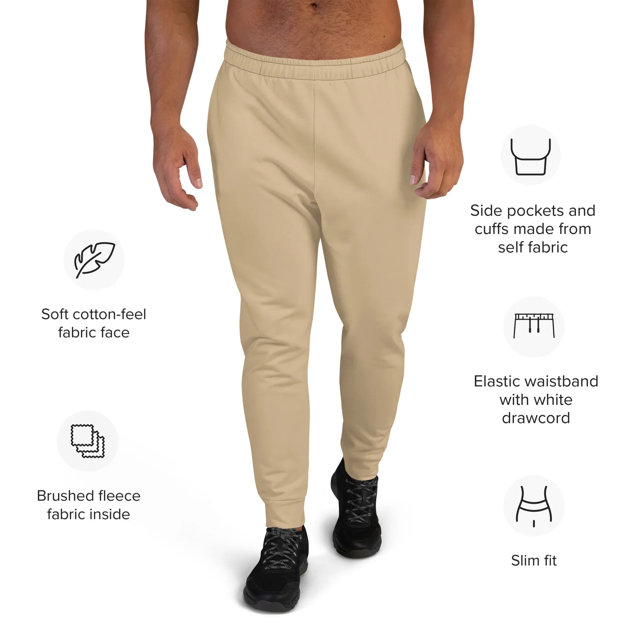 Men's Joggers Tan joggers AwRans Clothing all-over-print-recycled-mens-joggers-white-front-6790c3dc40387