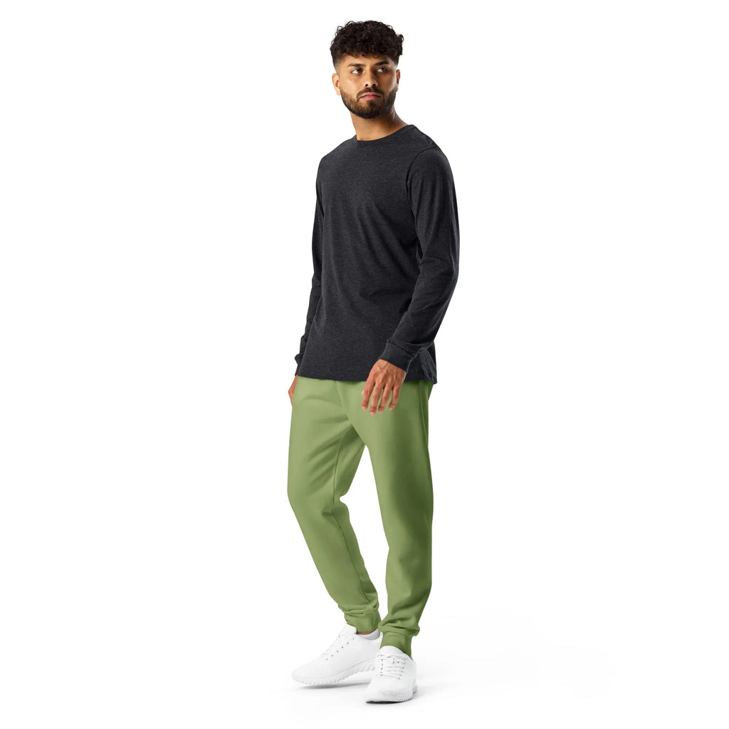 Men's Joggers Sage-Green joggers AwRans Clothing all-over-print-recycled-mens-joggers-white-left-6790bab1d71fb
