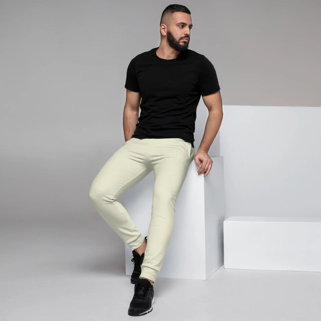 Men's Joggers Beige joggers AwRans Clothing all-over-print-recycled-mens-joggers-white-left-6790baebacfc2