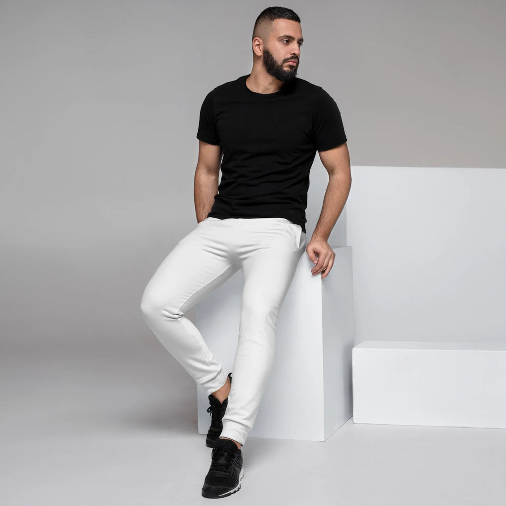 Men's Joggers White joggers AwRans Clothing all-over-print-recycled-mens-joggers-white-left-6790bb1373272
