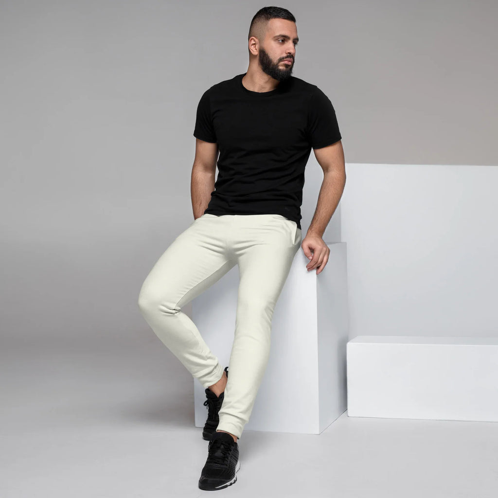 Men's Joggers Ivory joggers AwRans Clothing all-over-print-recycled-mens-joggers-white-left-6790c2fa51938