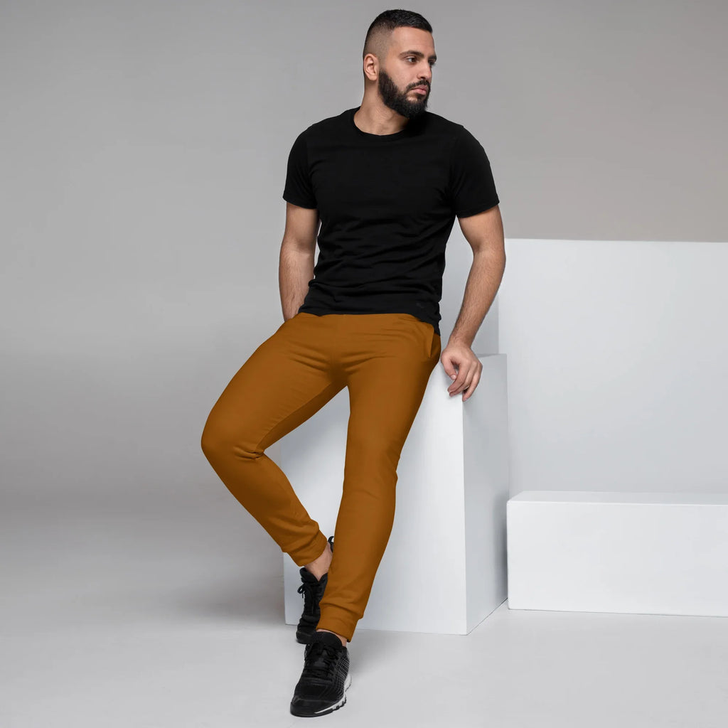 Men's Joggers Brown-Orange joggers AwRans Clothing all-over-print-recycled-mens-joggers-white-left-6790c35c571fe