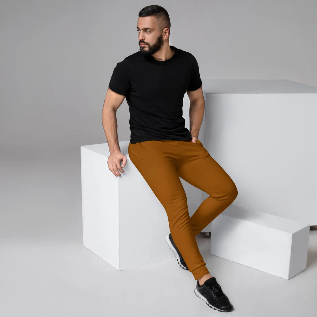Men's Joggers Brown-Orange 3XL joggers AwRans Clothing all-over-print-recycled-mens-joggers-white-right-6790c35c55f4e