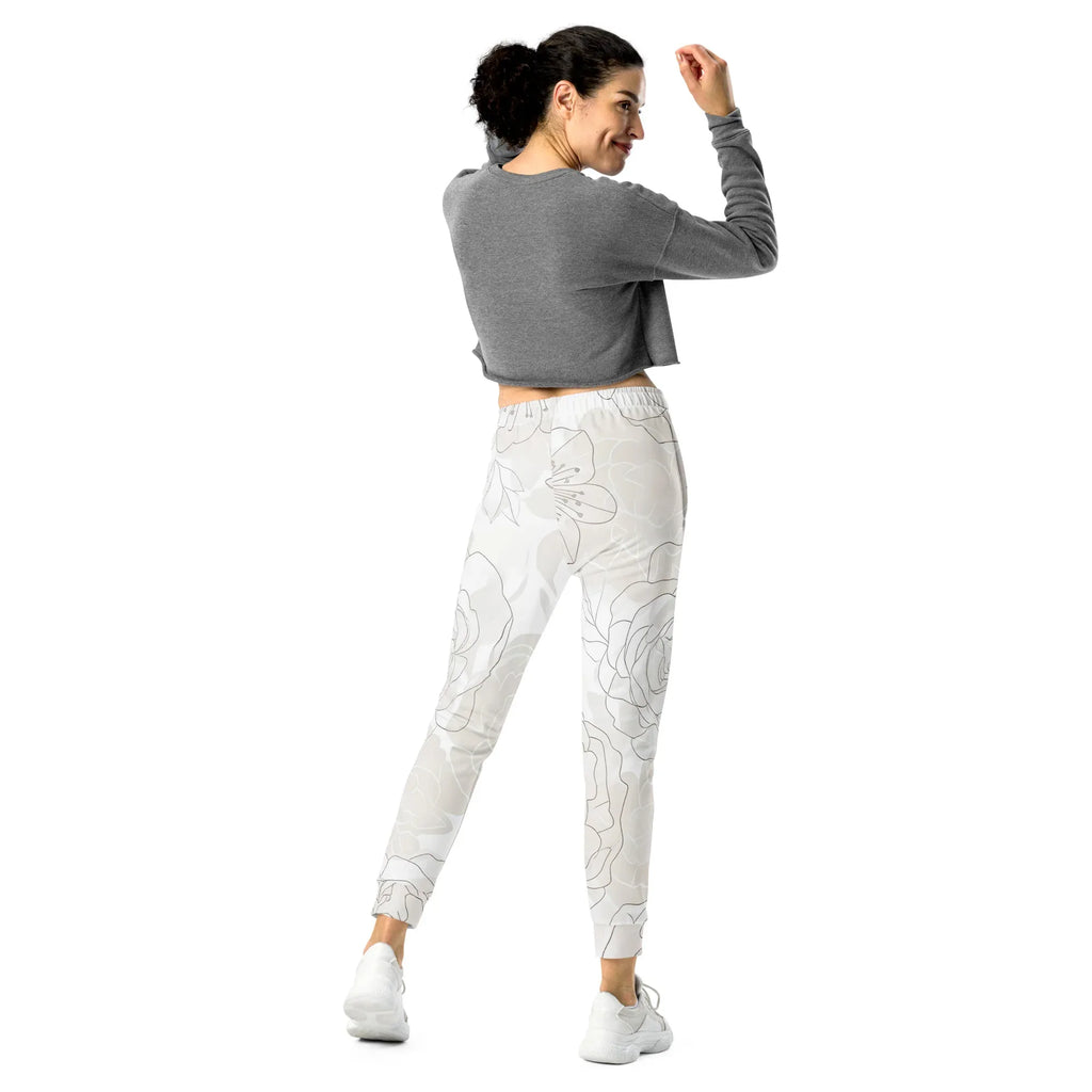 Women's Joggers joggers AwRans Clothing all-over-print-recycled-womens-joggers-white-back-688d74238c138