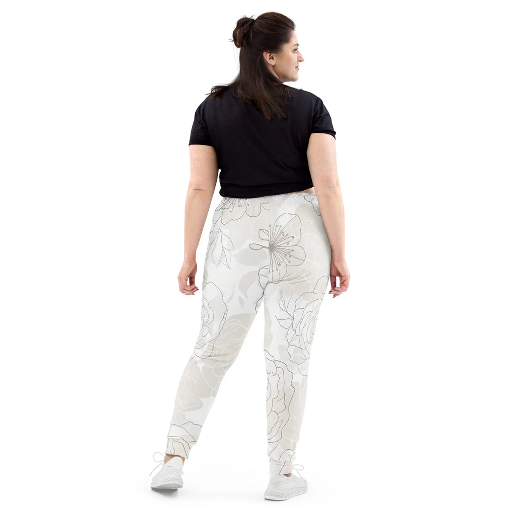 Women's Joggers joggers AwRans Clothing all-over-print-recycled-womens-joggers-white-back-688d74238c4fd