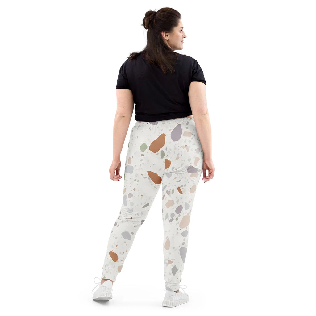 Women's Joggers joggers AwRans Clothing all-over-print-recycled-womens-joggers-white-back-688d7456aa603