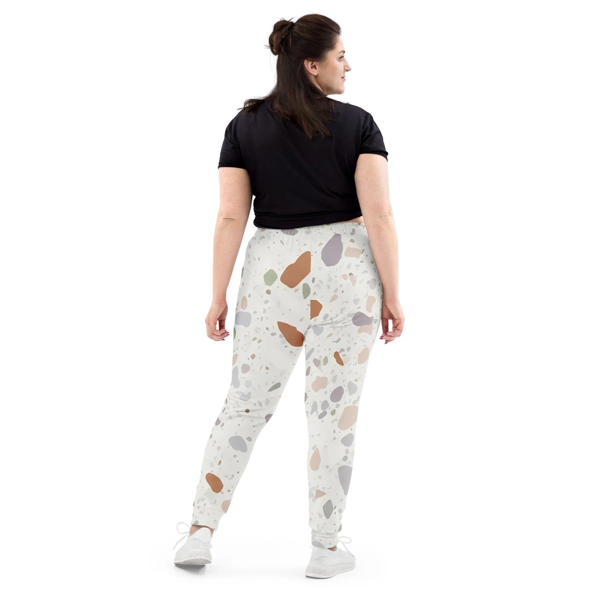 Women's Joggers joggers AwRans Clothing all-over-print-recycled-womens-joggers-white-back-688d7456aa603